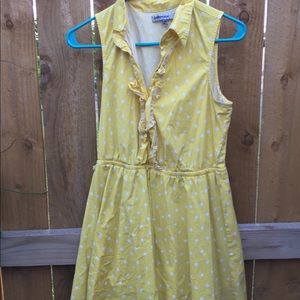 bailey blue Yellow w/ White Polka Dots Large Dress